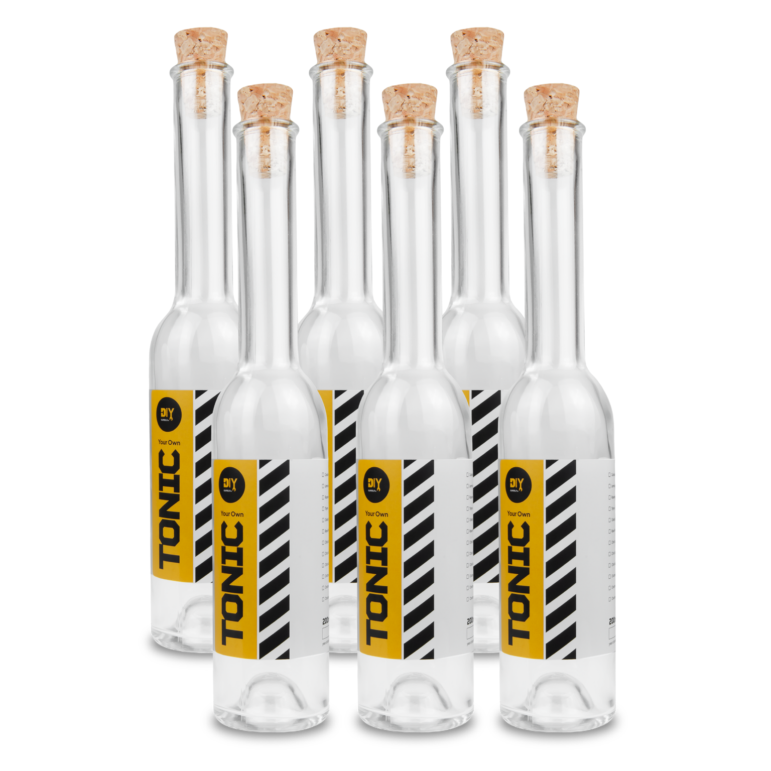 GLASS BOTTLE FOR TONIC 6 PCS. WITH STICKER