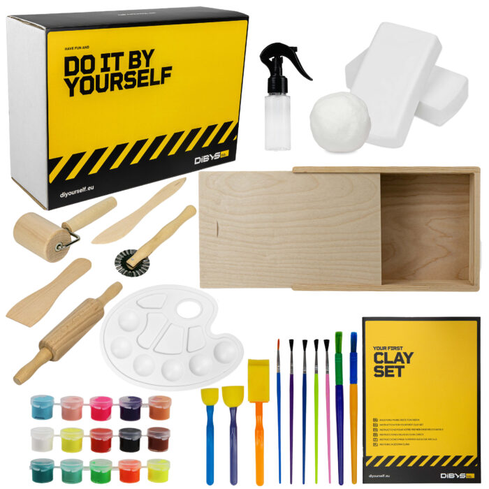 MODELLING KIT FOR CHILDREN – WHITE CLAY + KITCHEN ACCESSORIES